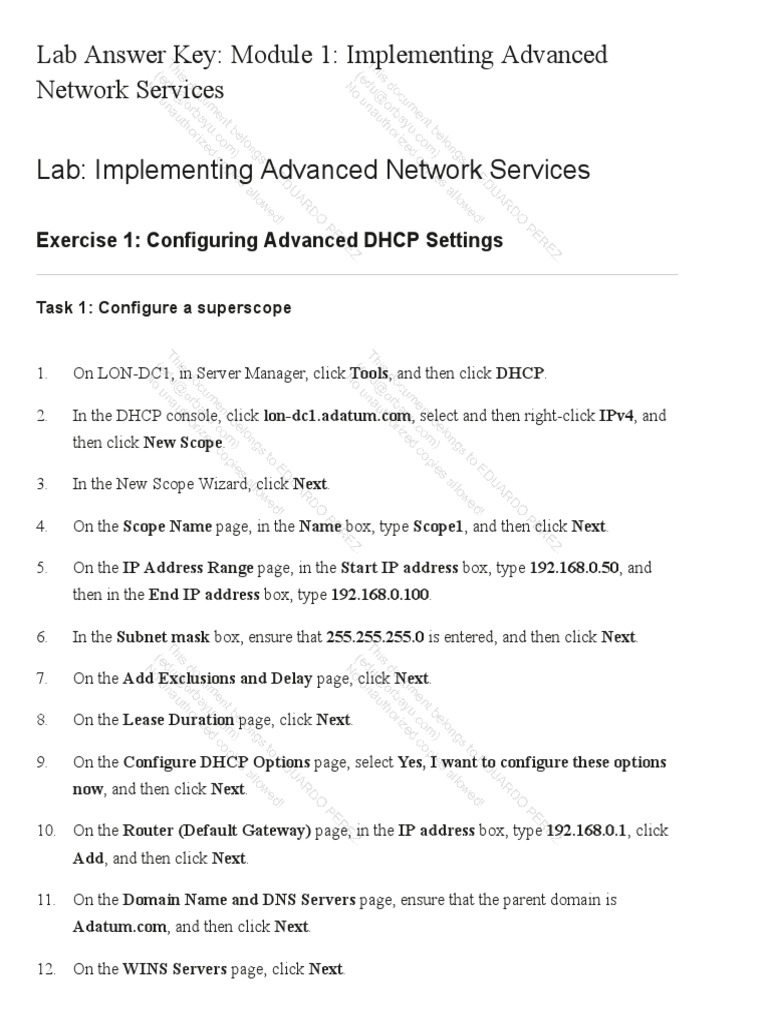 Lab Answer Key - Module 1 - Implementing Advanced Network Services ...