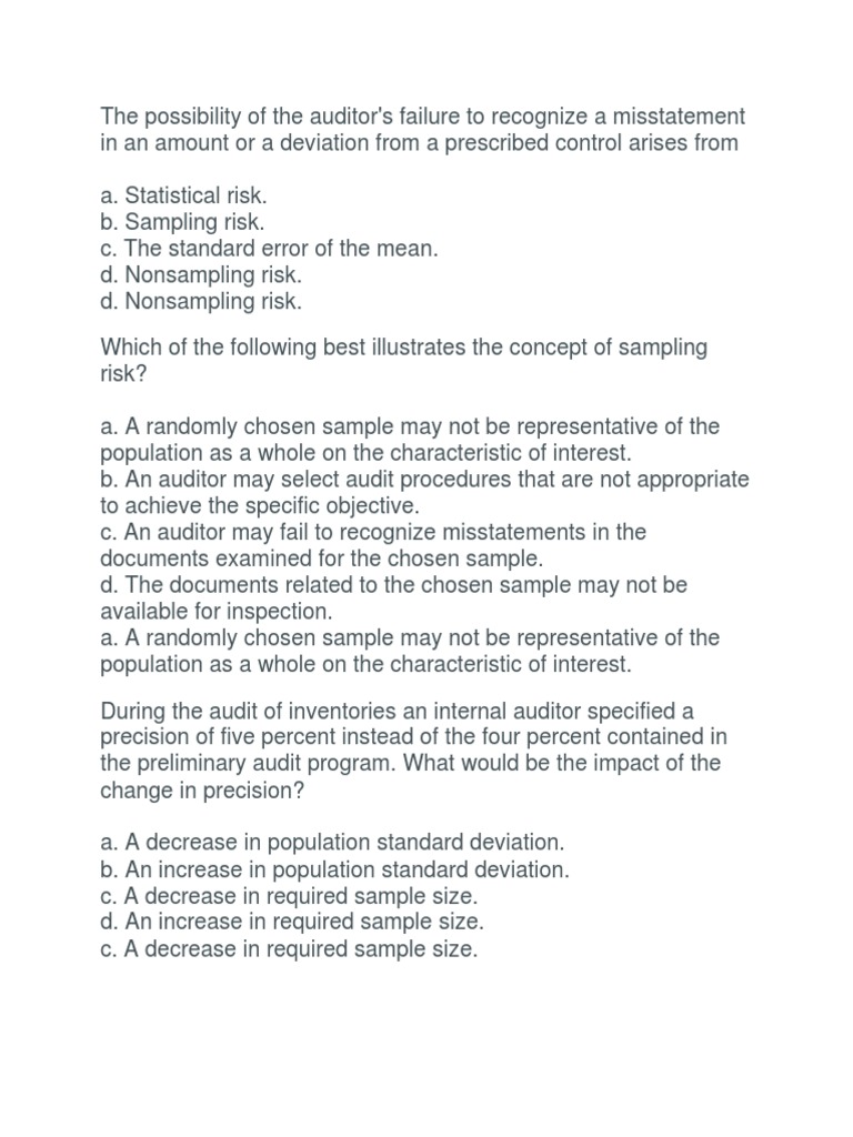 Auditing: Understanding Sampling Risks | PDF | Audit | Sampling ...