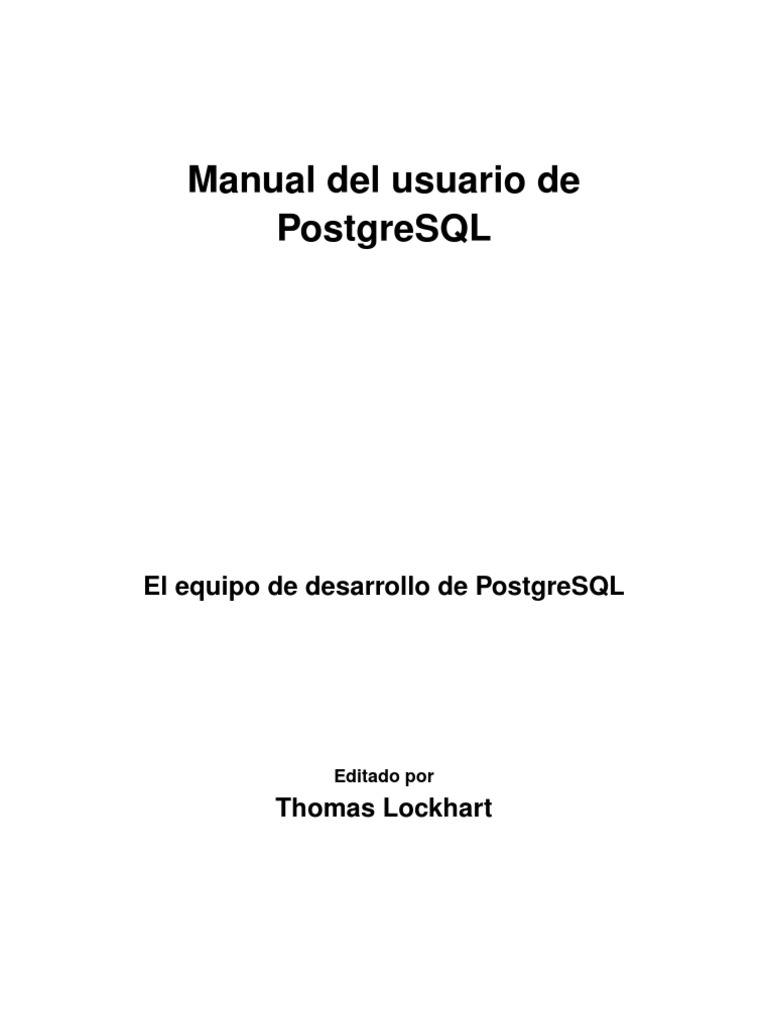 Postgress Manual | PDF | Postgre Sql | Ciencias de la Computación