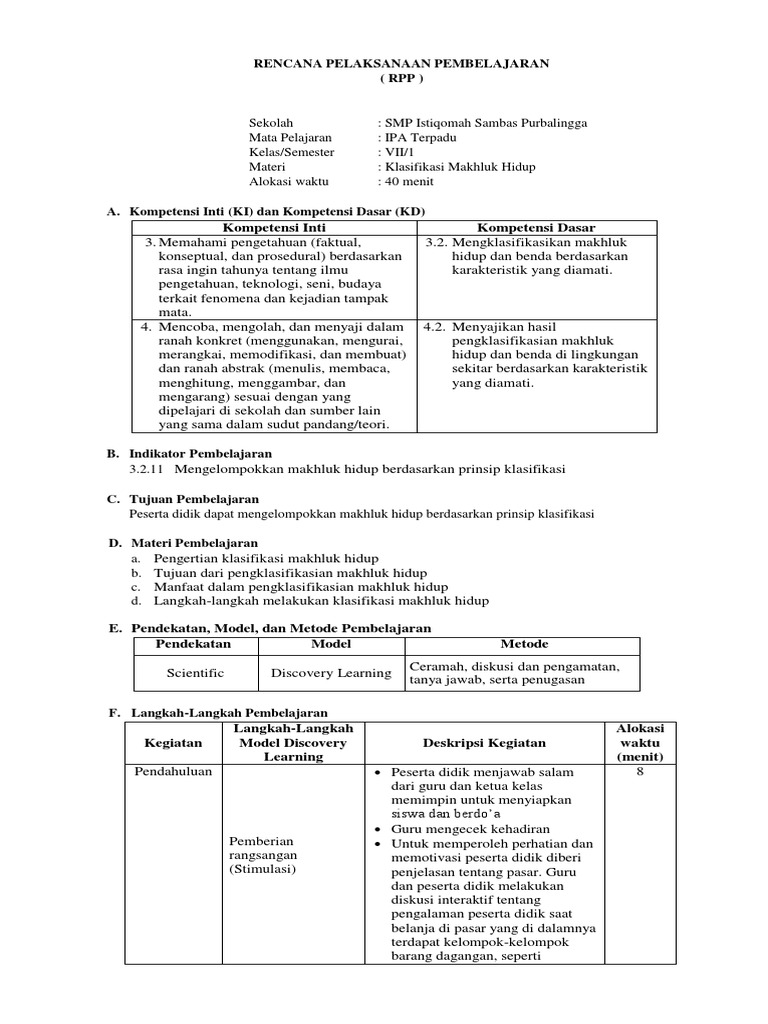 Get Rpp Klasifikasi Makhluk Hidup Smp Kelas 7 Kurikulum 2013 Doc Images
Contoh File
Get File
Rpp Klasifikasi Makhluk Hidup Smp Kelas 7 Kurikulum 2013 Doc

