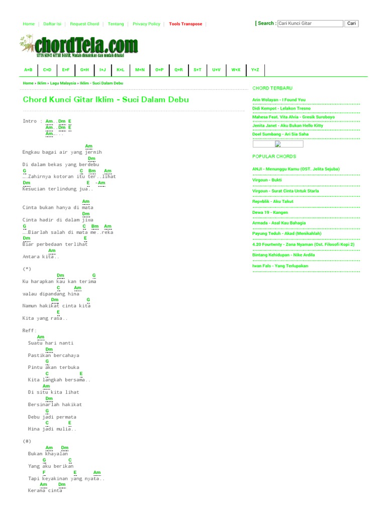 Kunci Gitar Iklim Suci Dalam Debu Chord Dasar Kunci Gitar Lirik Lagu C Chordtela Com Pdf