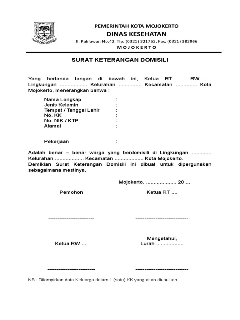Surat Keterangan Domisili 2017