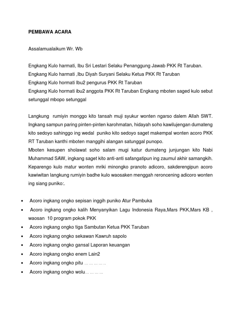 Pembawa Acara Pkk Pdf