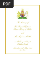 Royal Wedding's Order of Service