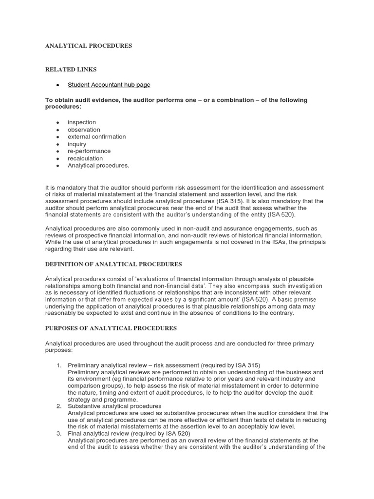 Student Accountant Hub Page: Analytical Procedures | PDF | Financial ...
