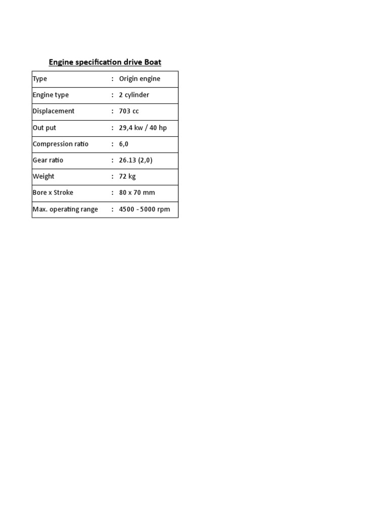 2-Cylinder Boat Engine Specs | PDF | Technology & Engineering