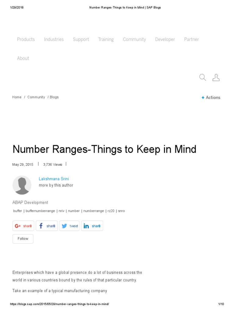 Number Ranges-Things To Keep in Mind - SAP Blogs | PDF | Sap Se ...
