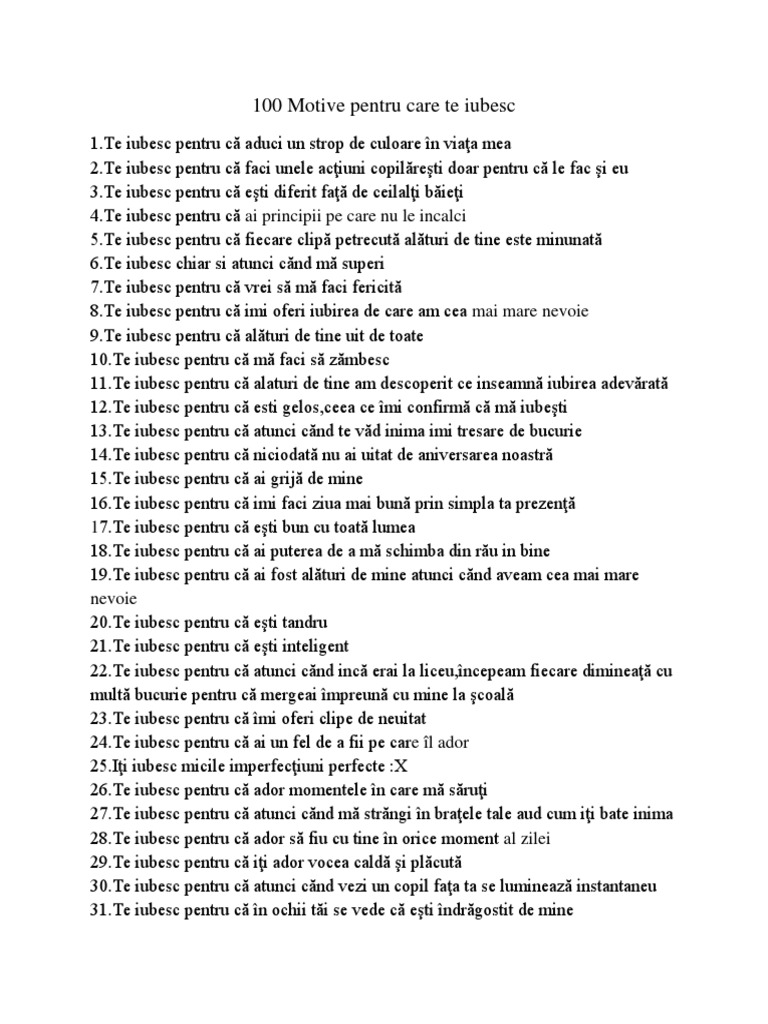 100 Motive Pentru Care Te Iubesc