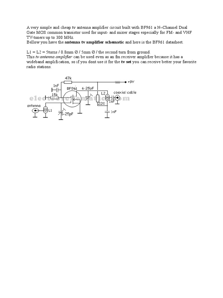 Antenna Amplifier BF961 | PDF