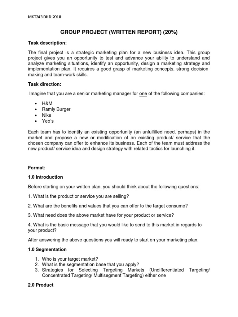 MKT243 Group Project Guidelines | PDF | Strategic Management | Marketing