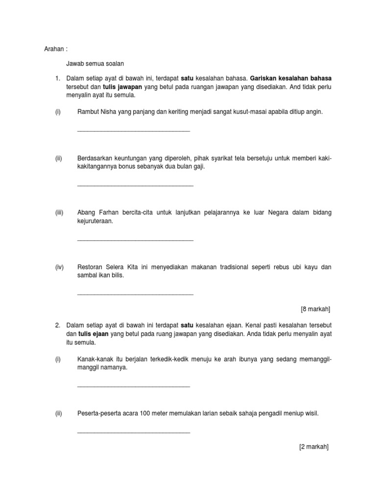 Soalan Peperiksaan Tingkatan 2 PDF