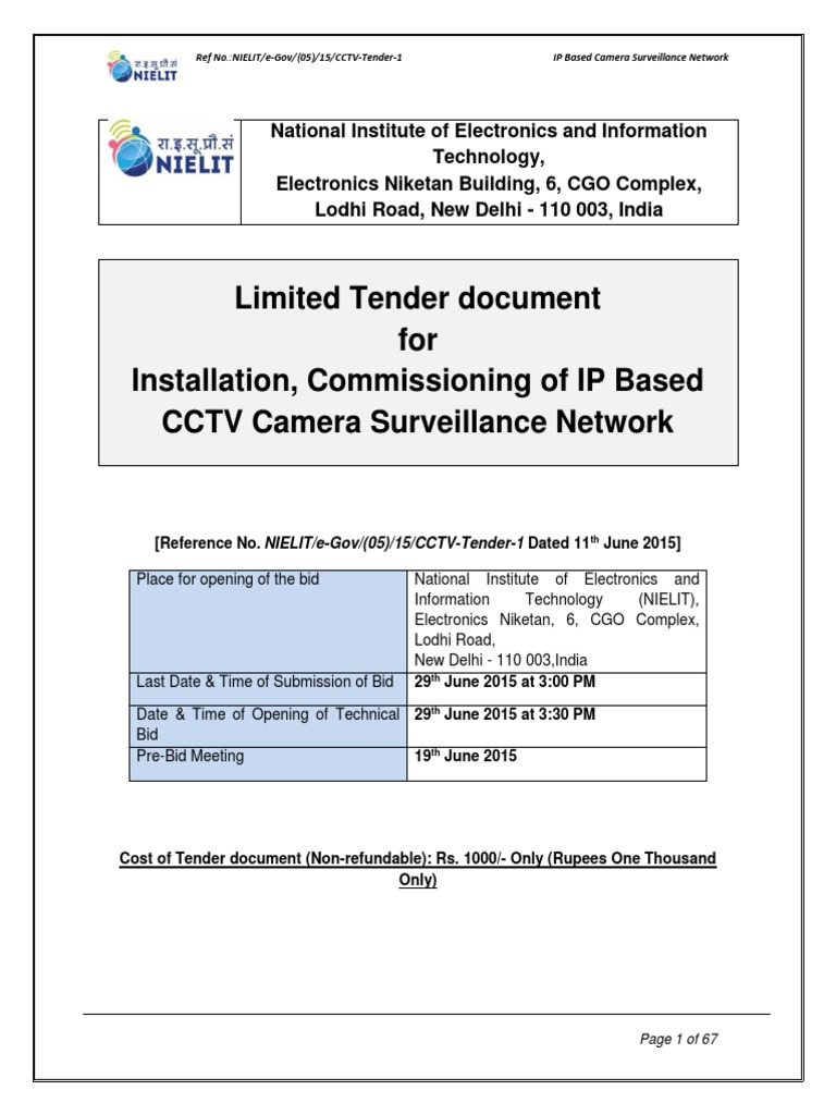 CCTV Installation PDF Request For Proposal Surveillance