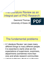 The Literature Review As An Integral Part of PHD Research: Desmond Thomas, University of Essex 2011