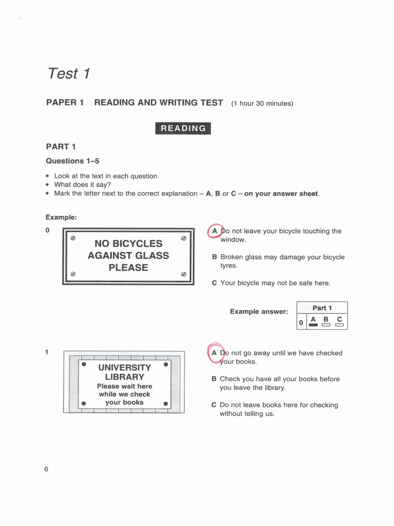 Pet4 Reading Writing Test 1 Annotated Answers2 Pdf Pdf