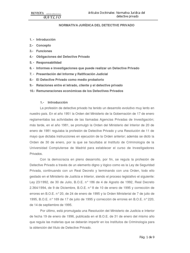 B02detective Privado PDF | PDF | Investigador privado | Evidencia (ley)