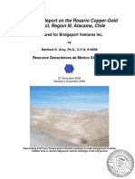 Summary Report On The Rosario Copper-Gold Project, Region III, Atacama, Chile