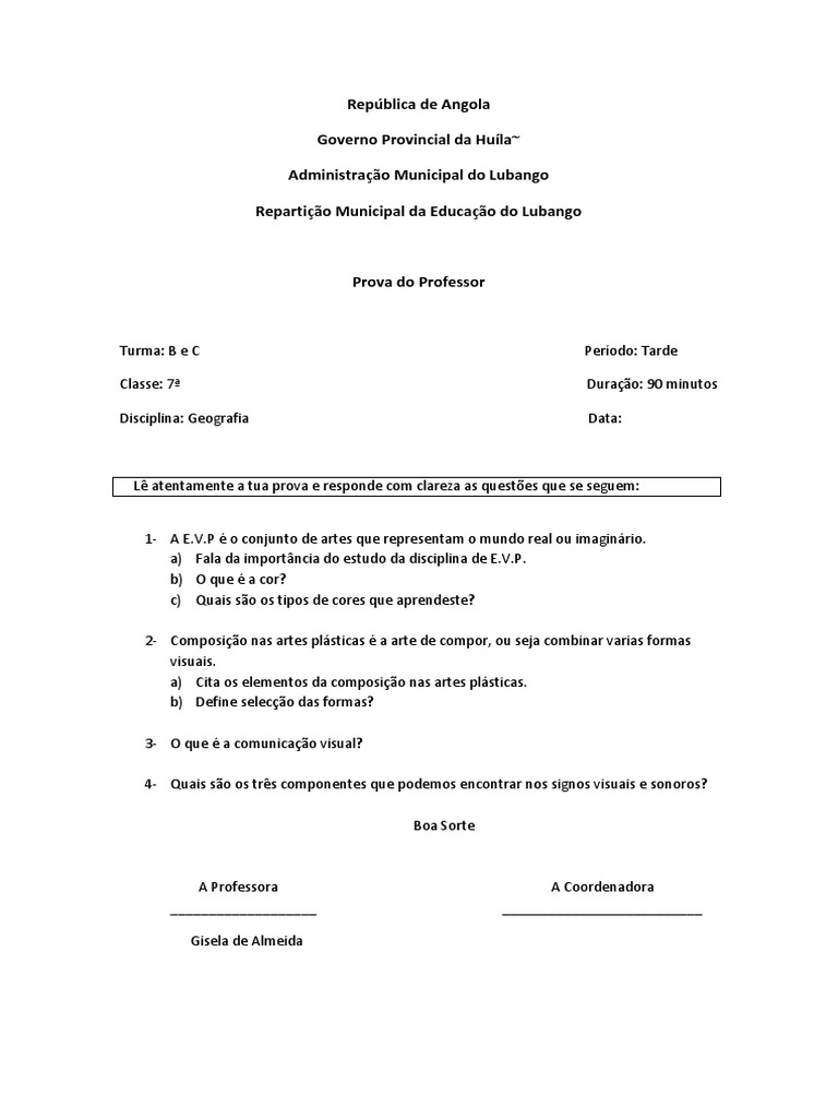 Prova E V P 7ª