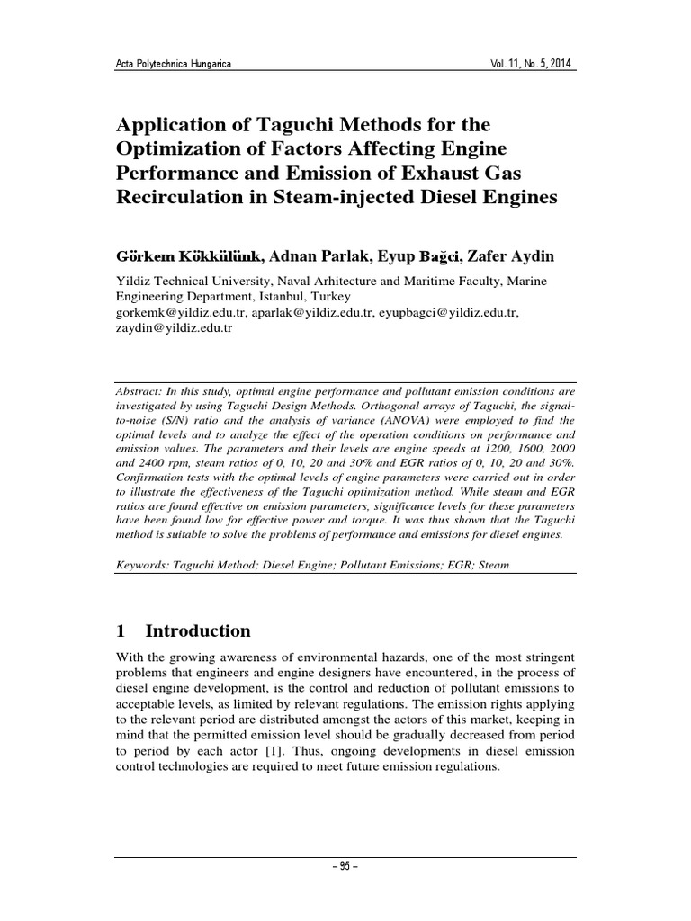 Article Taguchi Method PDF | PDF | Diesel Engine | Exhaust Gas