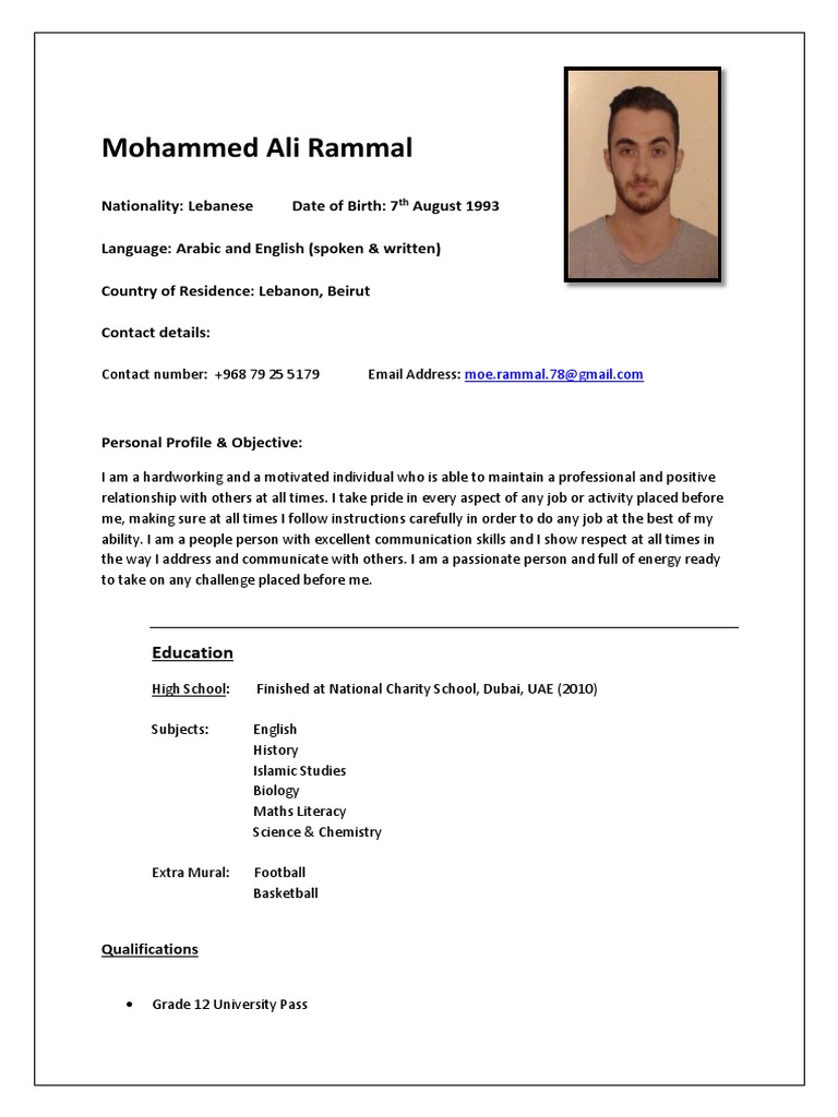 Mohammed Ali Rammal CV Overview | PDF | Lebanon | Dubai