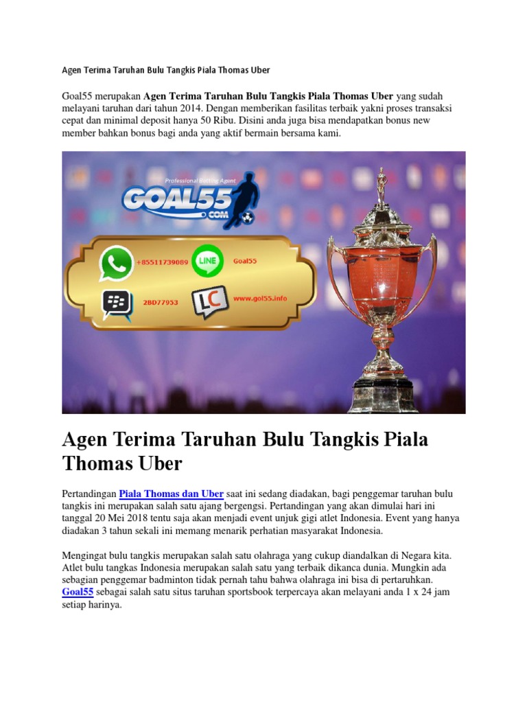 Agen Terima Taruhan Bulu Tangkis Piala Thomas Uber