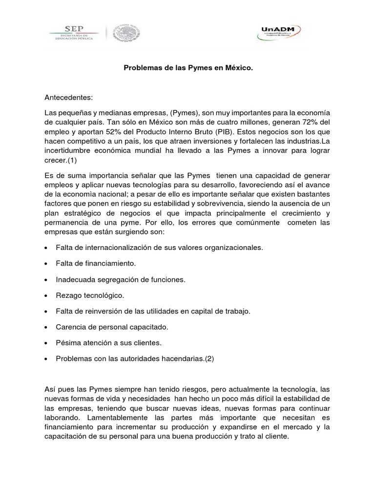 Retos de las Pymes en México | PDF | Pequeñas y medianas empresas ...
