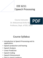 EEE 6211 Digital Speech Processing: Course Instructor Dr. Mohammad Ariful Haque Professor, Dept. of EEE, BUET