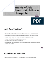 Elements of Job Descriptions and Define a Template