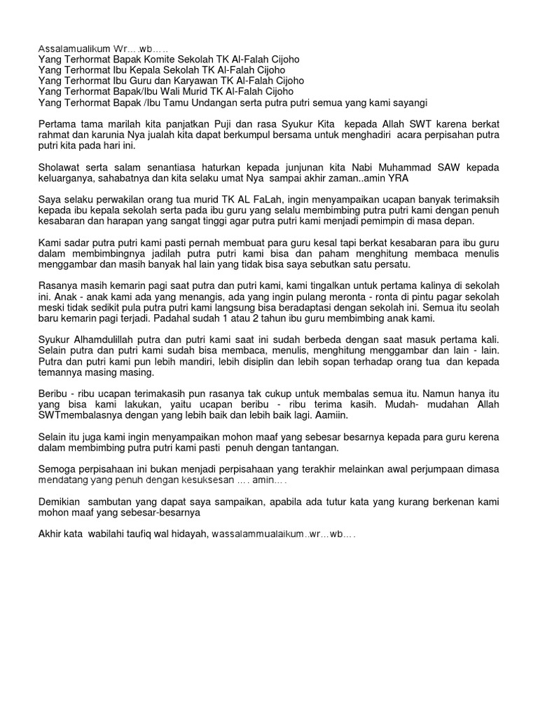 17+ Contoh Contoh Sambutan Wali Murid Bahasa Sunda terbaik