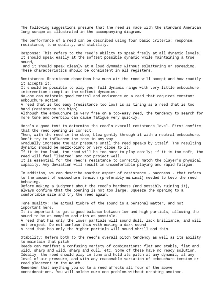 Reed Adjustment Guide Download Free PDF Sound Oboe