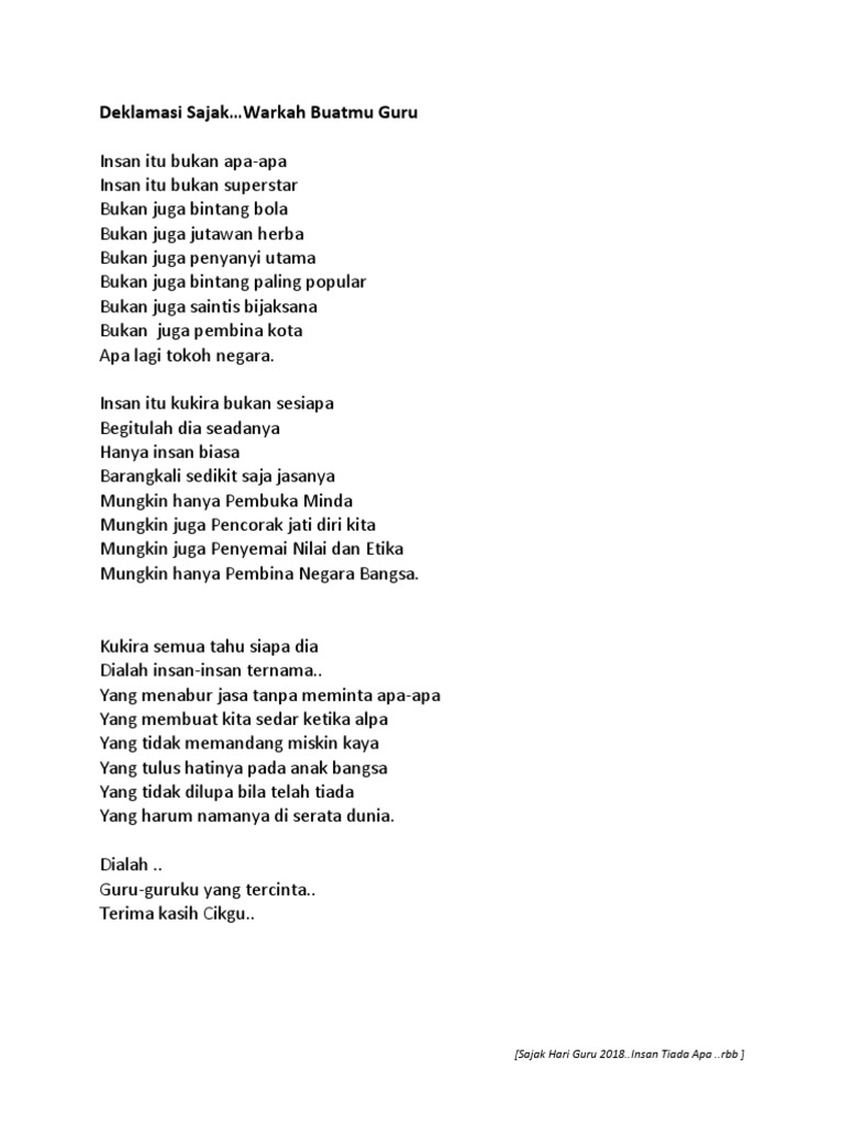 Sajak Hari Guru 2018 Pdf