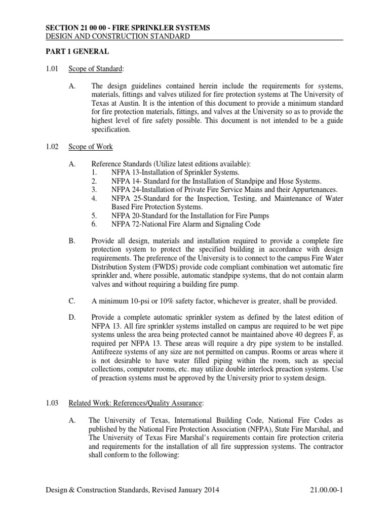 Fire Sprinkler System Standards Guide | PDF | Fire Sprinkler System | Valve