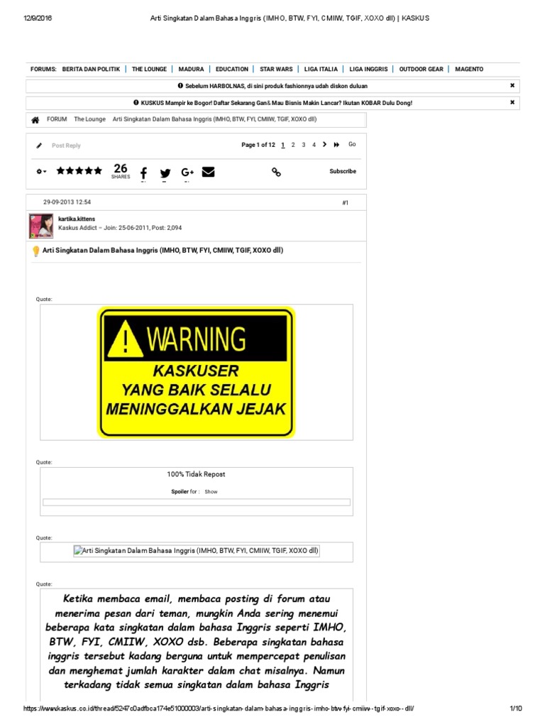  Arti  Singkatan Dalam  Bahasa  Inggris 