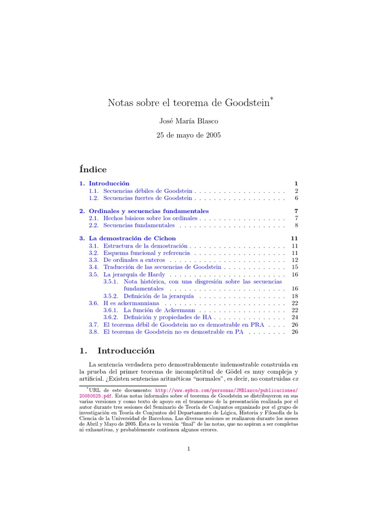 Teorema de Goodstein y su Indemostrabilidad | PDF | Prueba matemática ...