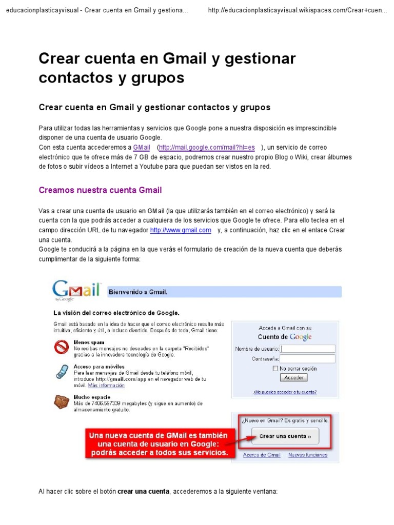 Crear cuenta y grupos en Gmail | PDF | Gmail | Contraseña