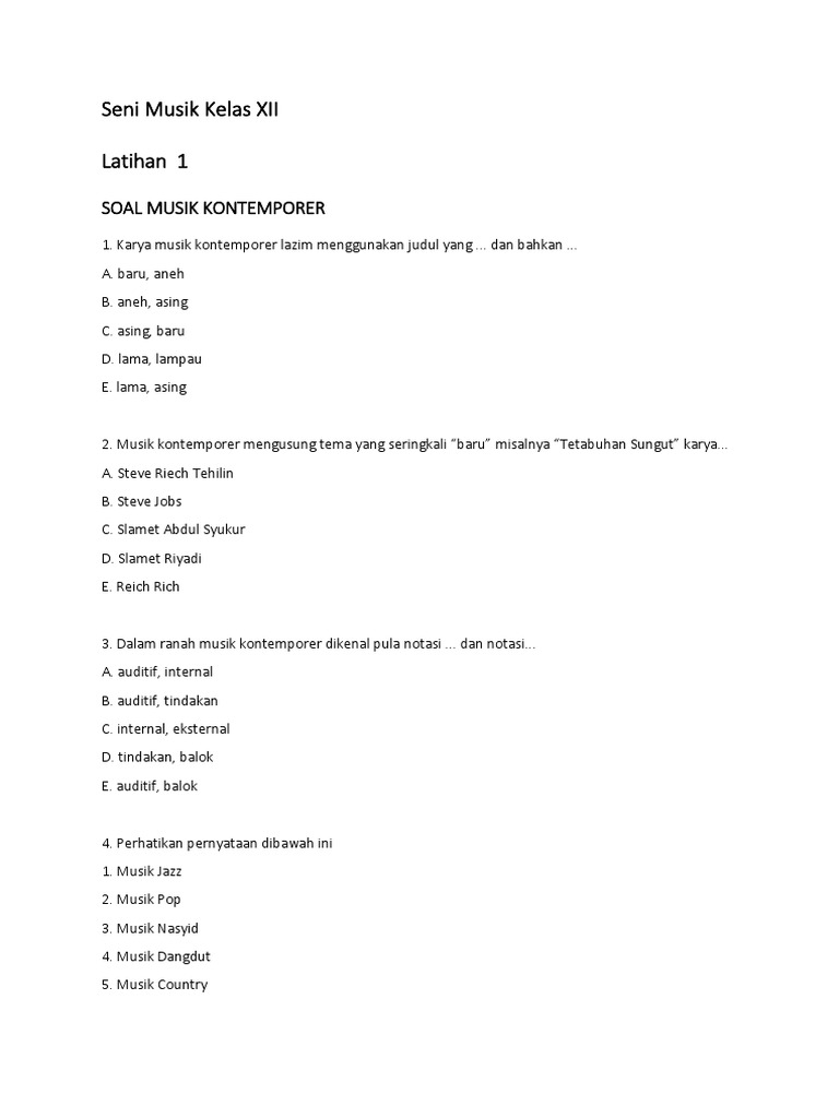 Latihan Soal Semester Ganjil Kelas Xii