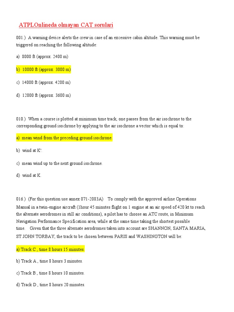 ATPL CAT Questions and Answers Guide | PDF | Transport Safety | Aviation