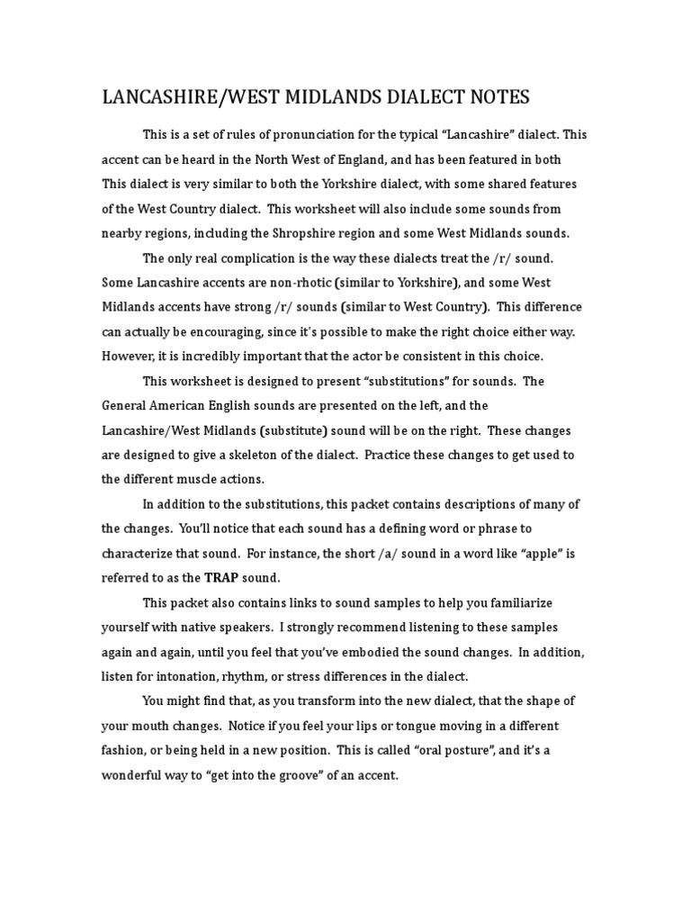 Lancashire Dialect Notes | Download Free PDF | Stress (Linguistics ...