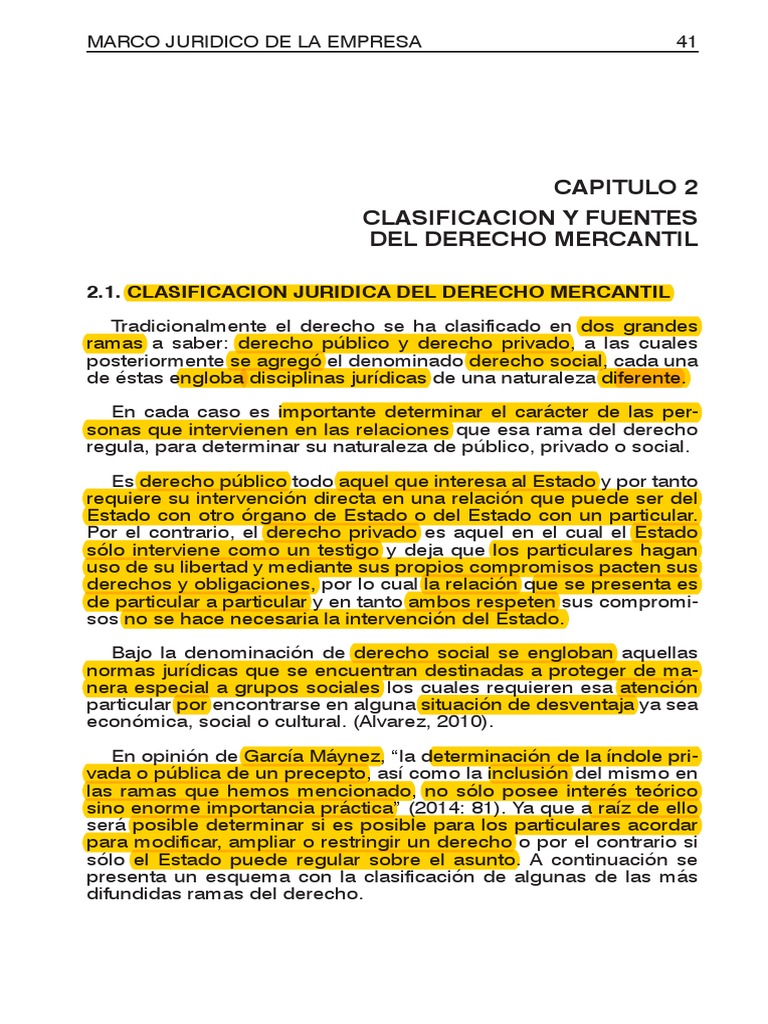 2. Doc. Clasificacion y Fuentes Del Derecho Mercantil