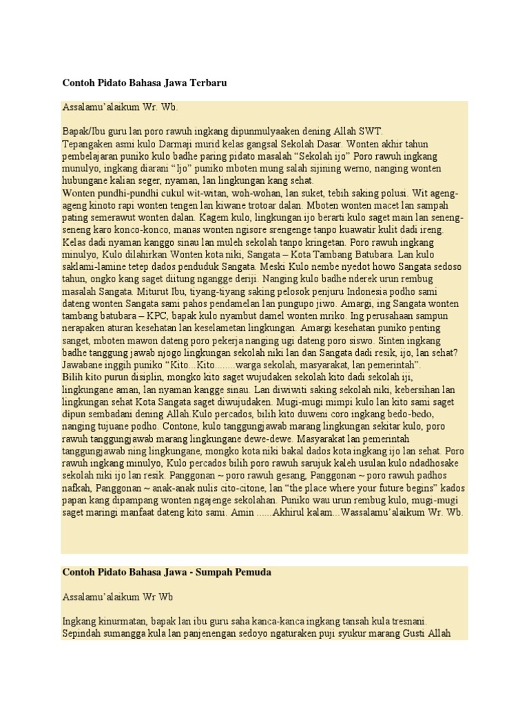 Teks Pidato Bahasa Jawa Sumpah Pemuda Terbaru Kumpulan Referensi Teks Pidato
