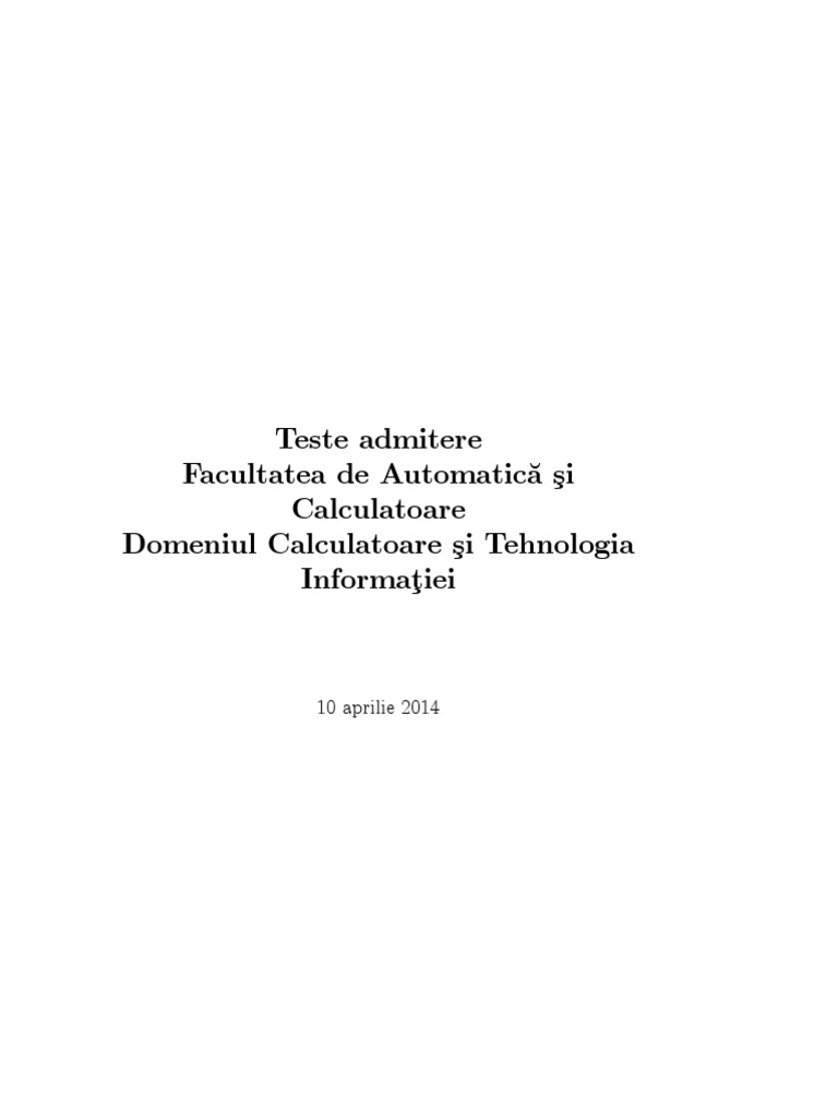 Teste Adm Fac De Automatica Si Calculatoare Iasi Pdf