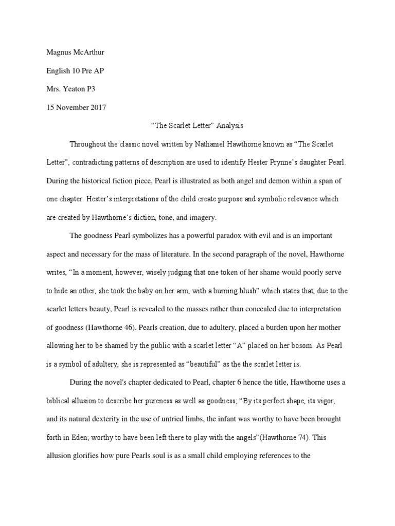 Analyzing Pearl in The Scarlet Letter | PDF | The Scarlet Letter ...