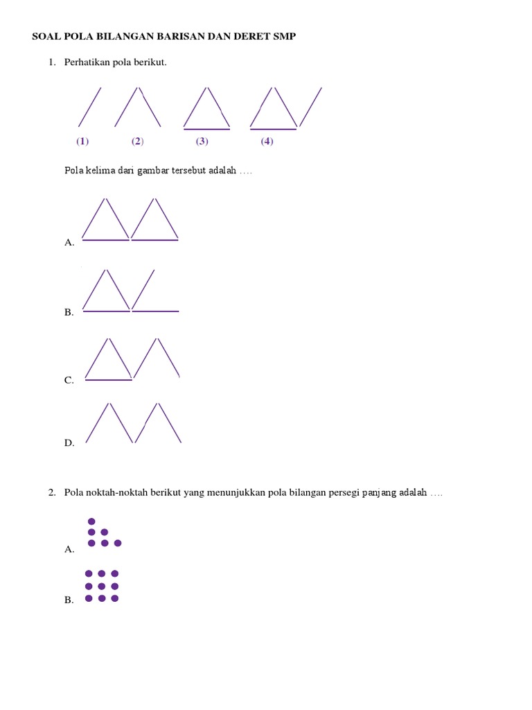 Pola Bilangan Barisan Dan Deret Vii Smp Soal