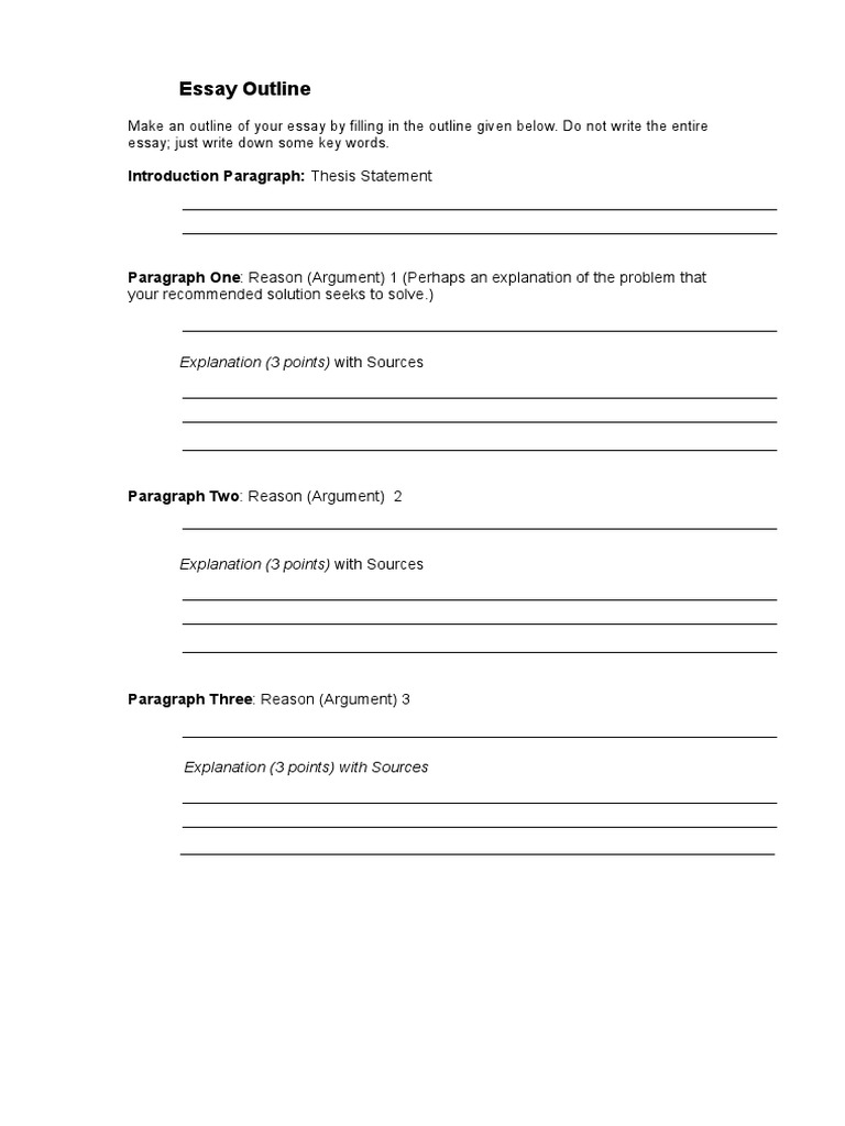 Essay Outline Template for Arguments | PDF | Teaching Methods & Materials