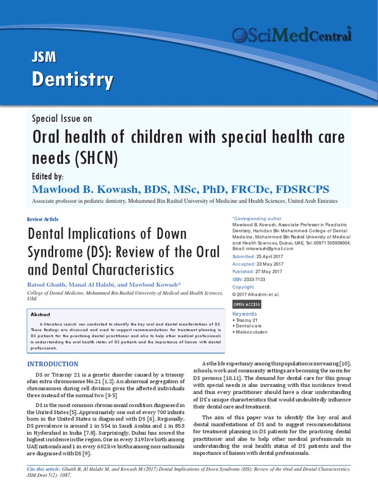 Oral Health of Children With Special Health Care Needs | PDF ...
