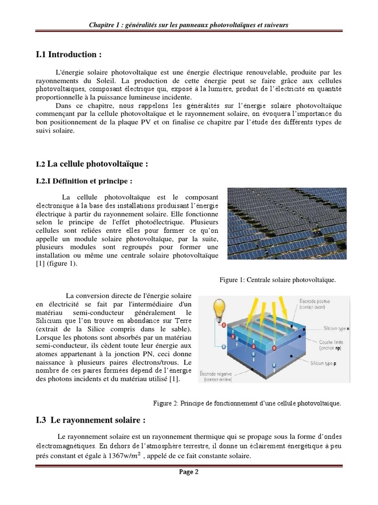 Chapitre I | PDF | Cellule photovoltaïque | Énergie solaire photovoltaïque