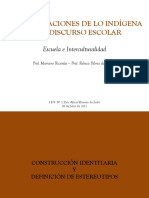 Representaciones de Lo Indigena en El Discurso Escolar Escuela e Interculturalidad I Encuentro Taller PDF