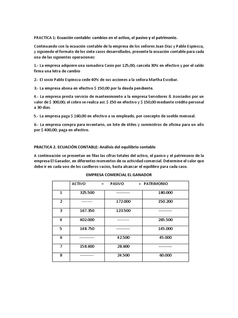Ecuación Contable en Dibujos Animados | PDF
