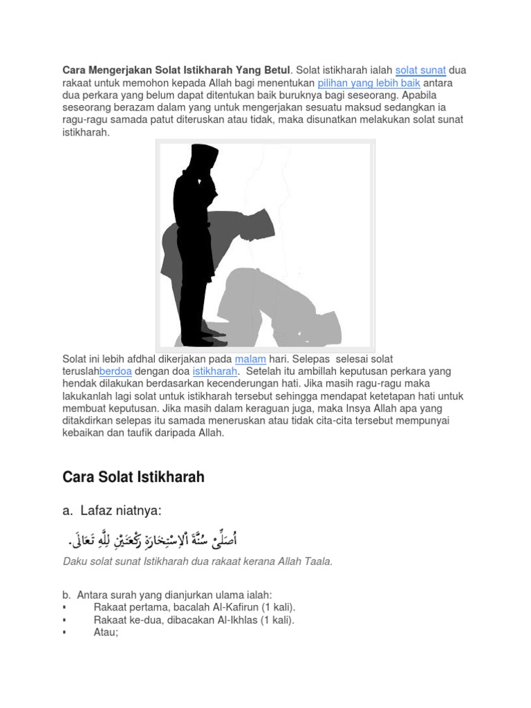 Cara Mengerjakan Solat Istikharah Yang Betul Pdf