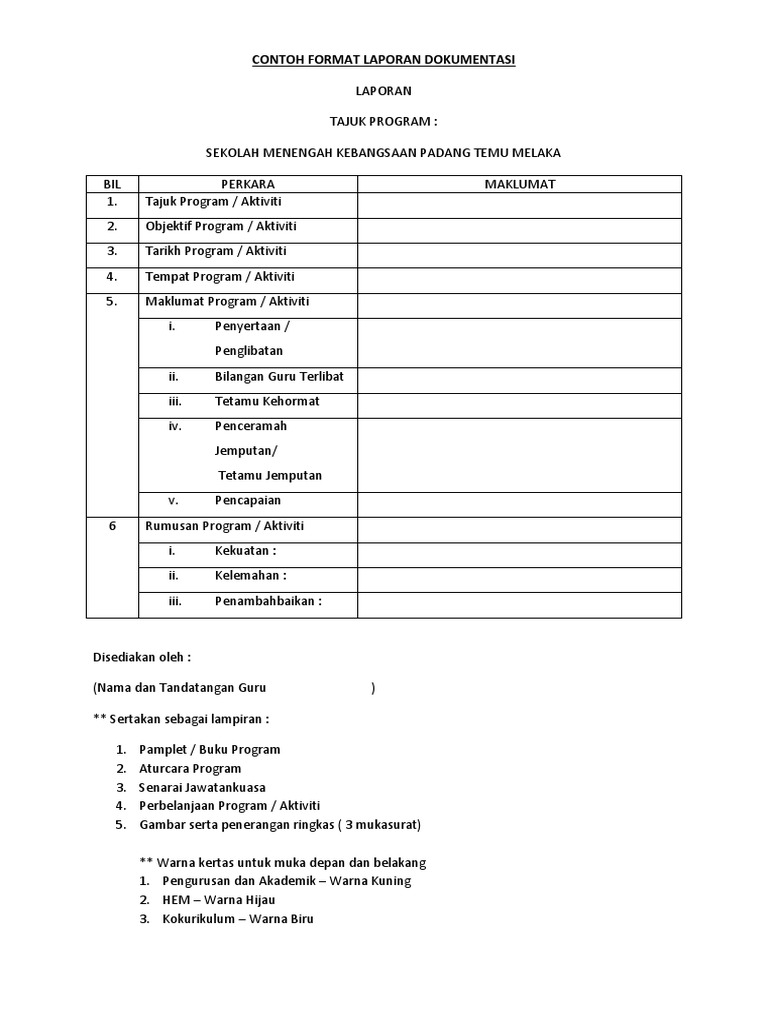 Contoh Format Laporan Dokumentasi Pdf