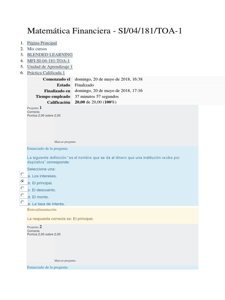 Práctica de Matemática Financiera | PDF | Finanzas Matemáticas | Tasas ...